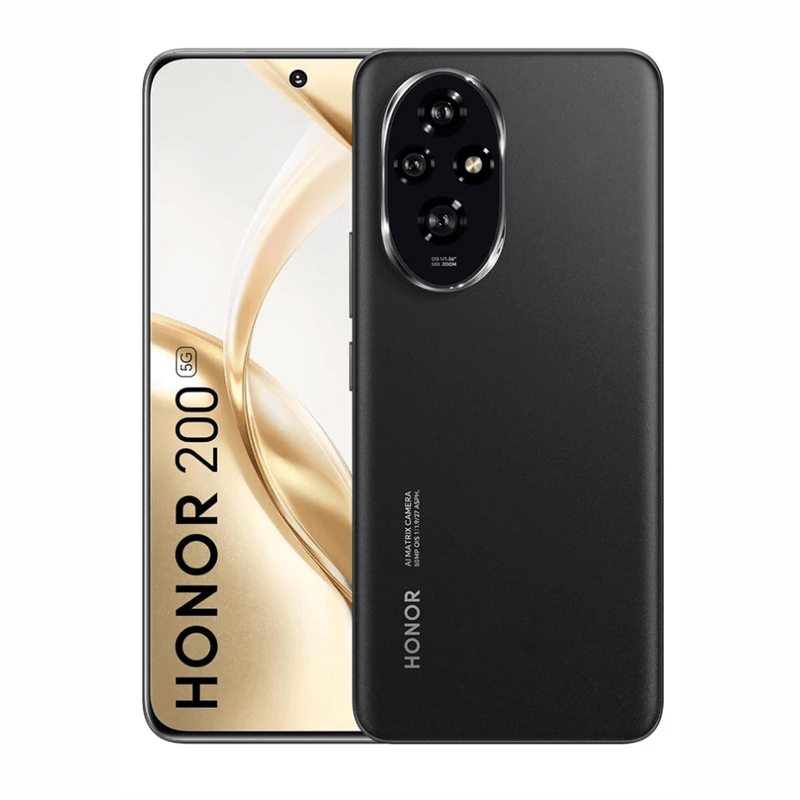 Celular Honor 200 5G 256GB 12GB RAM OLED 6.7" 50MP negro frontal