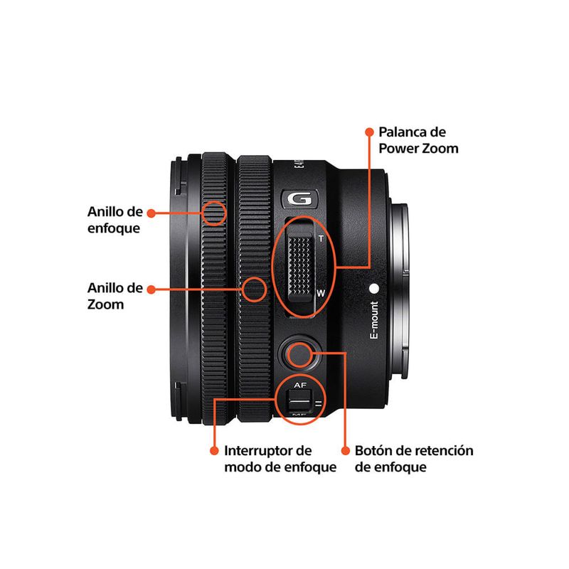 Lente Sony Zoom Ultra Gran Angular 10-20 mm F4 APS-C parte de lente