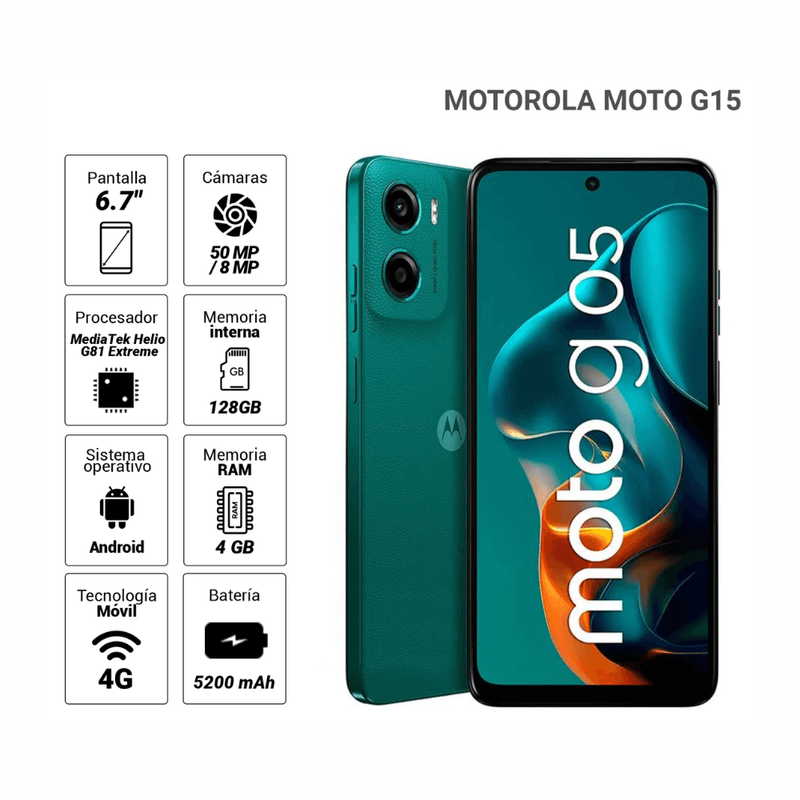 Celular Motorola Moto G05 4G 128GB 4GB RAM reacondicionado verde especificaciones