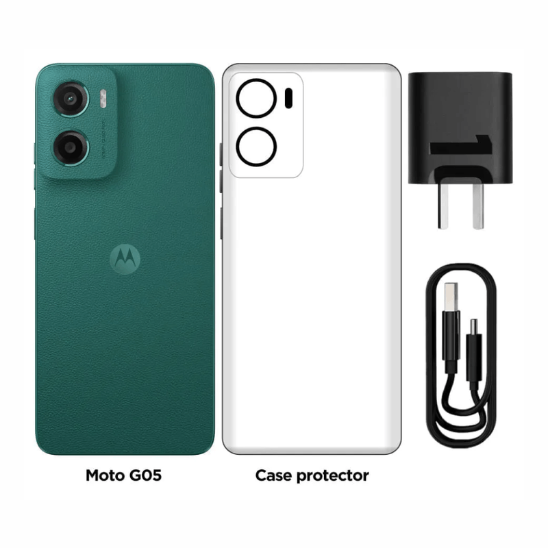 Celular Motorola Moto G05 4G 128GB 4GB RAM reacondicionado verde contenido de caja