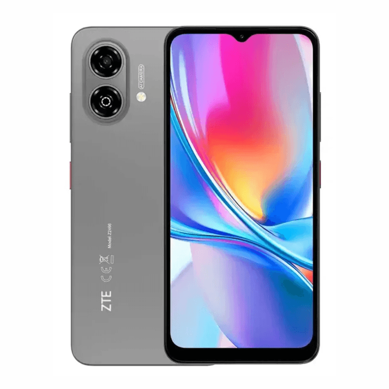 Celular ZTE Blade A35e 64GB 2GB RAM gris reacondicionado frontal