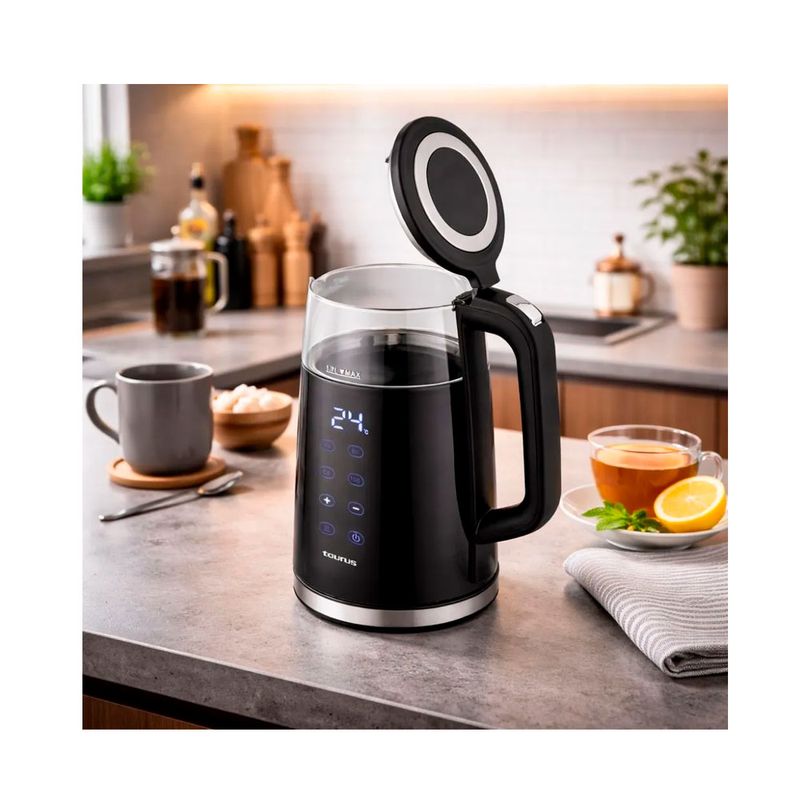 Hervidor Taurus Neoglass digital 1.7L vidrio negro espacio