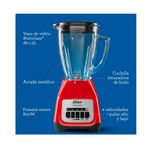 Licuadora Oster 1.5L 800W vaso Boroclass pica hielo roja beneficios