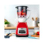 Licuadora Oster 1.5L 800W vaso Boroclass pica hielo roja tamaño