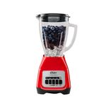 Licuadora Oster 1.5L 800W vaso Boroclass pica hielo roja frontal