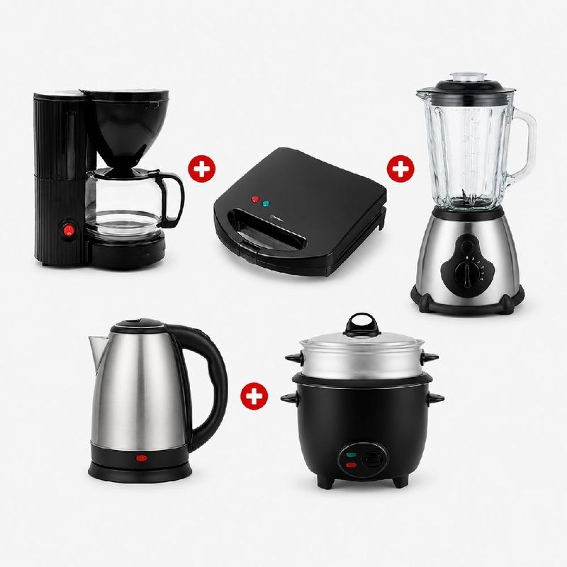 Combo Imaco 5 en 1 licuadora arrocera cafetera y hervidor frontal