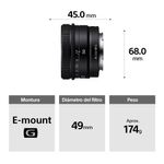 Lente Sony 50 mm F2.5 Monura E Full Frame especificaciones