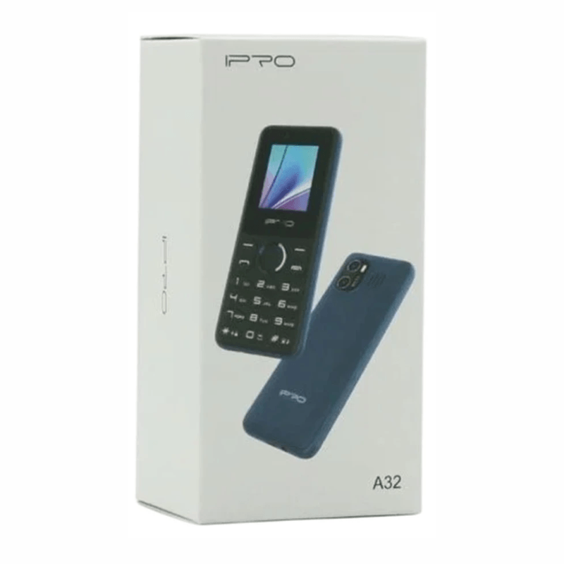 Celular Ipro A32 2G DS 32MB Dual SIM LCD 1.77" black blue contenido de caja