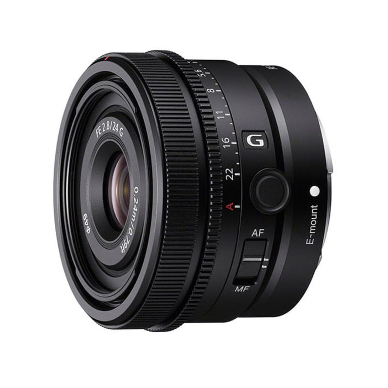 Lente Sony 24 mm F2.8 Montura E Full Frame lateral oblicuo