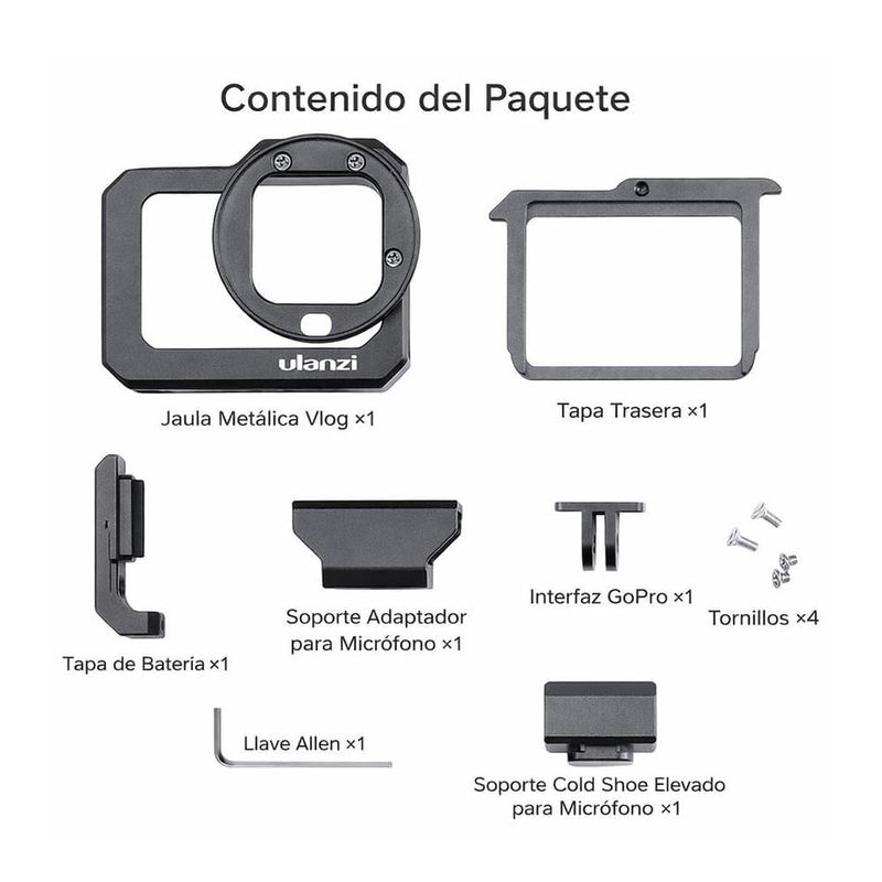 Jaula Ulanzi G8-5 para GoPro Hero 8 Black negro contenido empaque