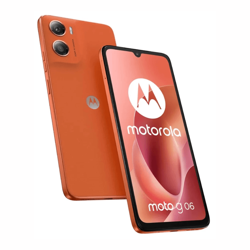 Celular Motorola G06 64GB 4GB RAM LCD IPS 6.88" naranja oblicuo