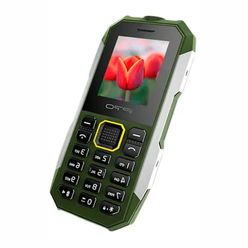 Celular Ipro SHARK II 2G DS 32MB Dual SIM LCD 2.0" green oblicuo izquierda