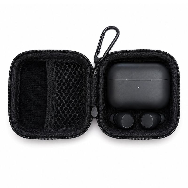Estuche organizador Decibel TWS tapa dura negro frontal