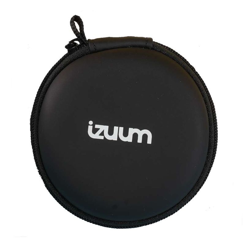 Estuche tapa dura Izuum para audífonos alámbricos, negro frontal