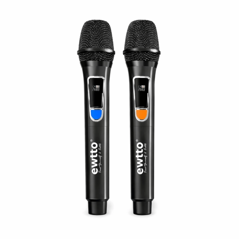 Micrófonos inalámbricos Ewtto ET-Y7130 UHF 2.4 GHz negro frontal