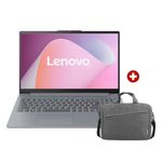 Laptop Lenovo IdeaPad Slim 3 Ryzen 5 16GB 512GB gris frontal con maletín