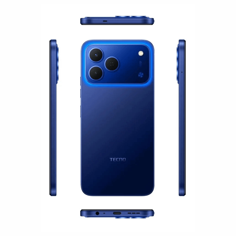 Celular Tecno Spark 50 256GB 4GB RAM LCD IPS 6.78" azul acabado lados