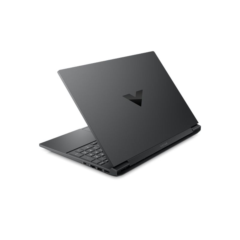 Laptop gamer HP Victus 15 Ryzen 7 RTX 4050 Windows 11 dorsal oblicuo
