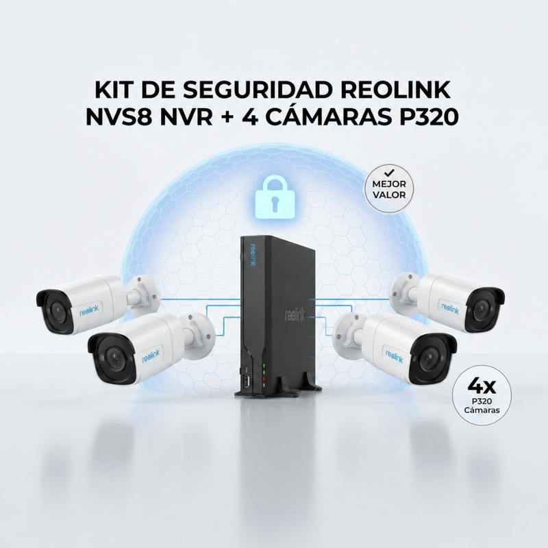 Kit cámaras Reolink NVS8-NVR 4 P320 5MP PoE exterior blanco cuatro cámaras