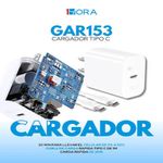 Cargador de pared 20W Tipo-C con cable USB-C blanco frontal oblicuo
