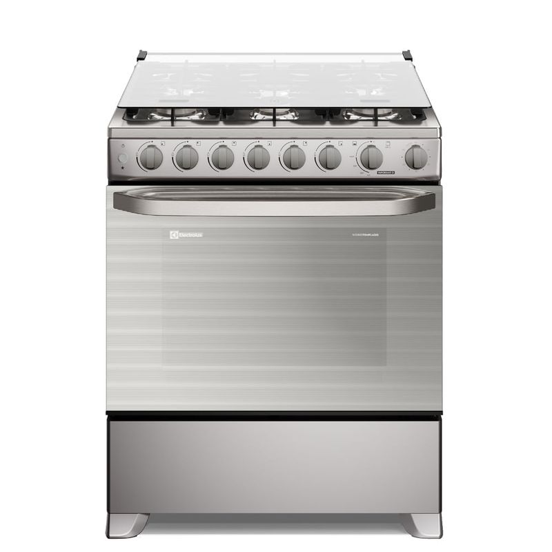 Cocina Electrolux 6 hornillas 76 cm VaporBake inox FE6TMR frontal