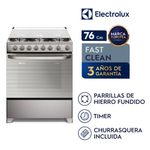 Cocina Electrolux 6 hornillas 76 cm VaporBake inox FE6TMR características