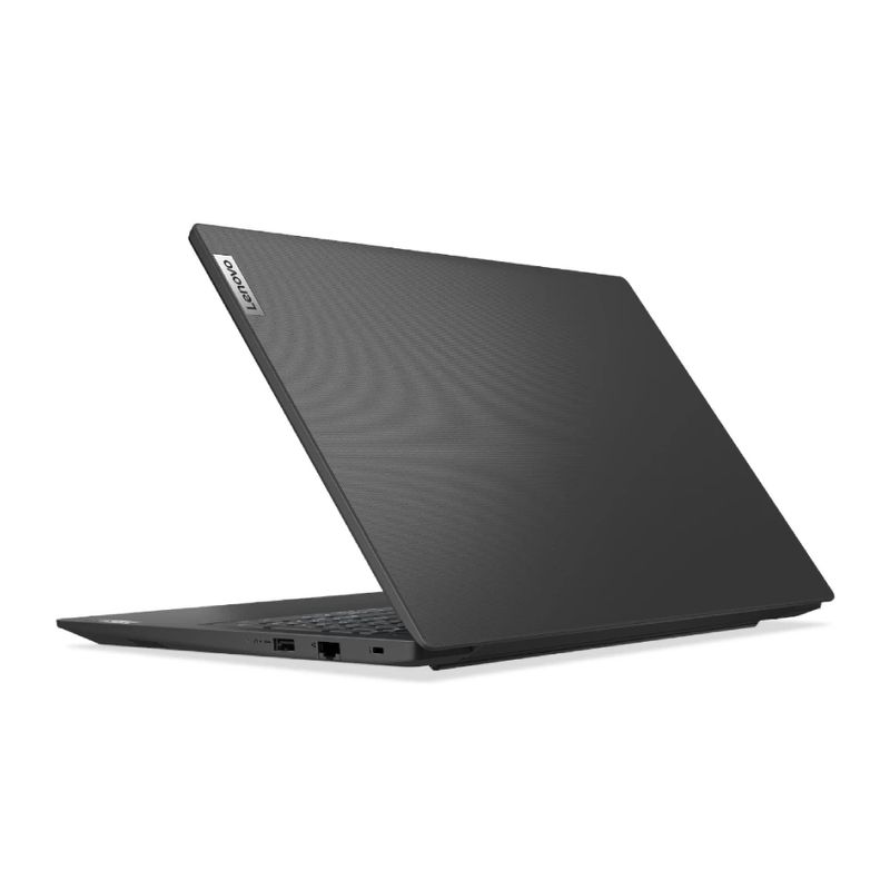 Laptop Lenovo V15 G6 Celeron N100 8GB 256GB SSD negro dorsal oblicuo