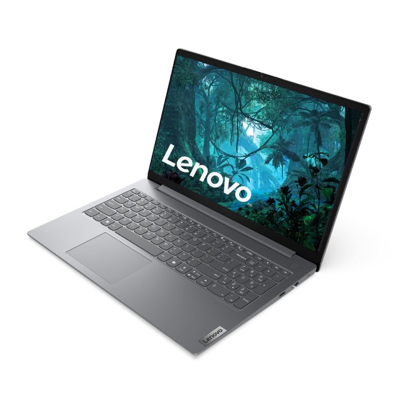 Laptop Lenovo V15 G5 Core 5 8GB RAM 512GB SSD gris frontal oblicuo
