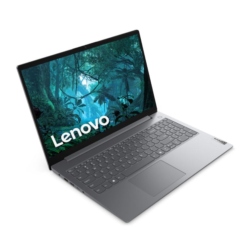 Laptop Lenovo V15 G5 Core 5 8GB RAM 512GB SSD gris frontal oblicuo
