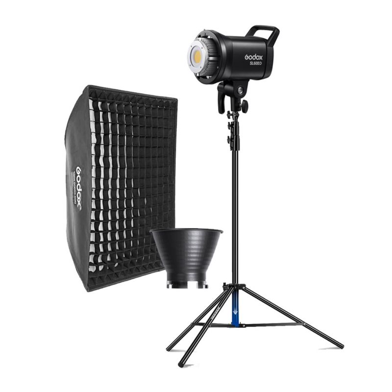 Kit de iluminación Luz Continua Godox SL60IID Parante y Softbox frontal