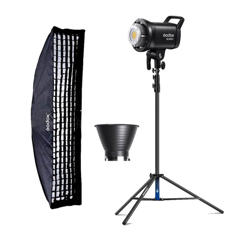 Kit de iluminación Luz Continua Godox SL60IID Softbox FW35160 Parante frontal