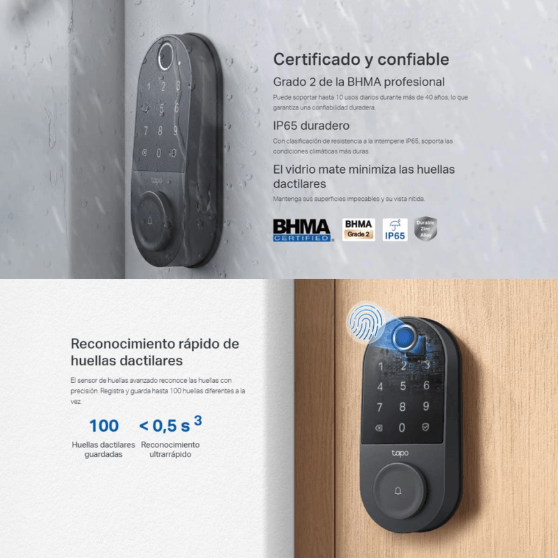 Cerradura inteligente TP-Link Tapo DL110 huella PIN negro lector de huella