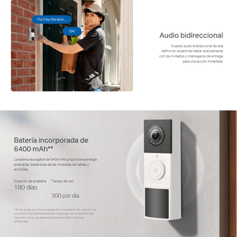 Cámara de seguridad TP-Link Tapo D210 2K 3MP Wi-Fi gris timbre integrado