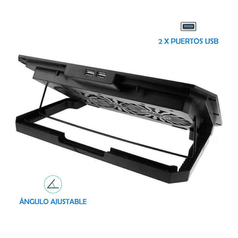 Base Cooler Xtrike Me FN-818 2 Ventiladores puerto USB especificaciones