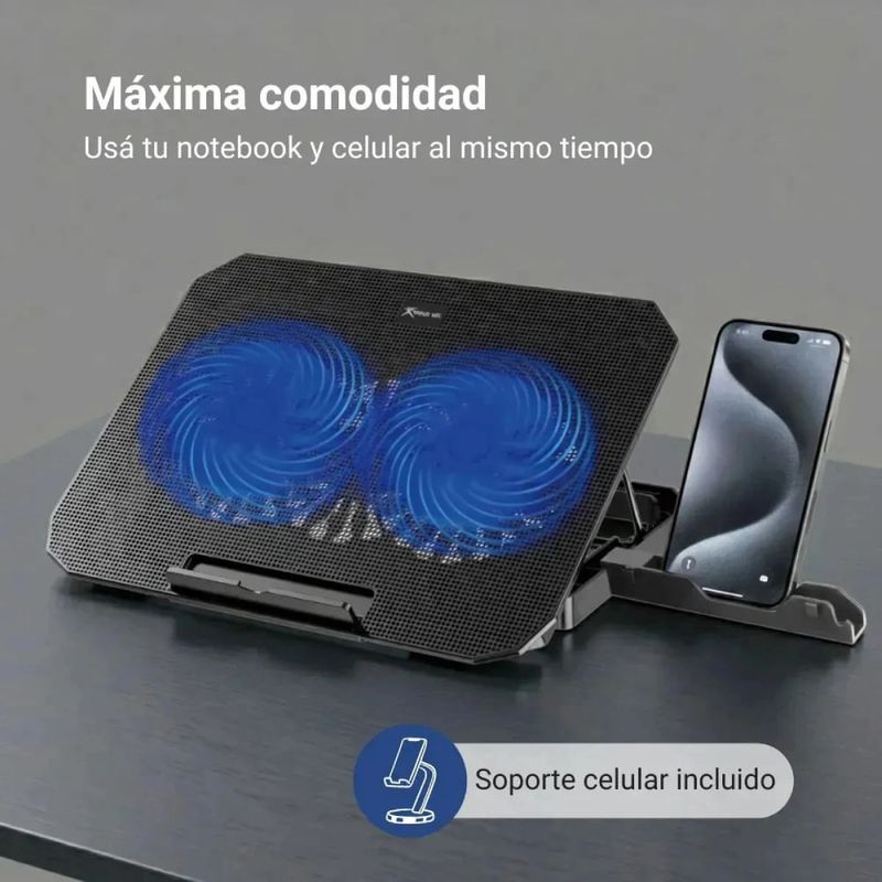 Base Cooler Xtrike Me FN-818 2 Ventiladores puerto USB especificaciones