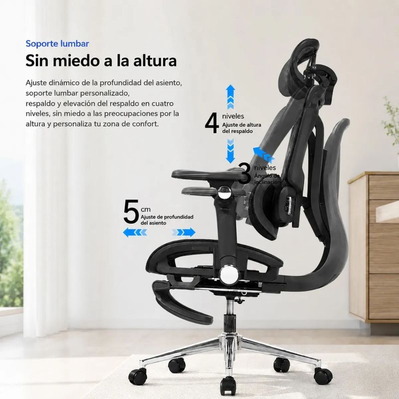Silla ergonómica Haven S100 Pro Ultra lumbar 7D negro inclinación