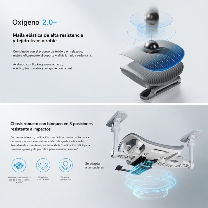 Silla ergonómica Haven S100 Pro Ultra lumbar 7D gris características