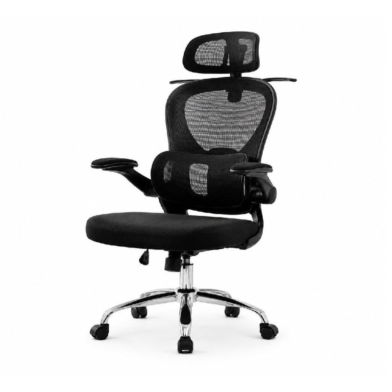Silla ergonómica Haven D1 lumbar ajustable negro frontal