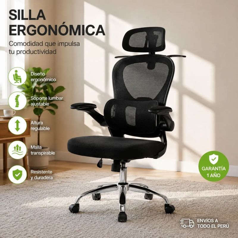 Silla ergonómica Haven D1 lumbar ajustable negro