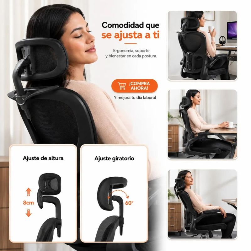 Silla ergonómica Haven D1 lumbar ajustable lateral