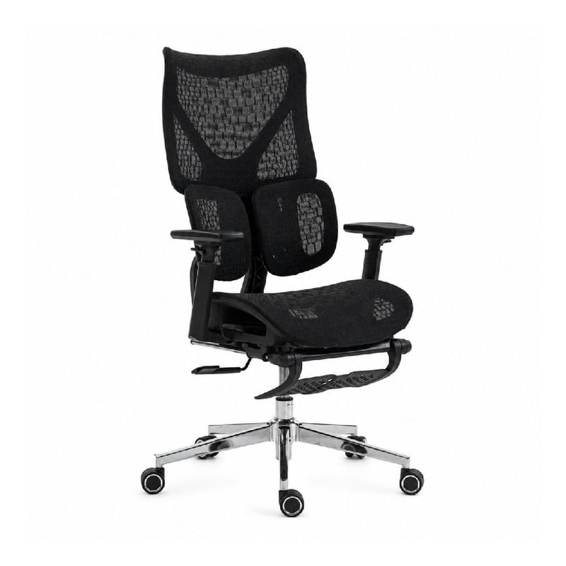 Silla ergonómica Haven D100 Pro lumbar y reposapiés frontal oblicuo
