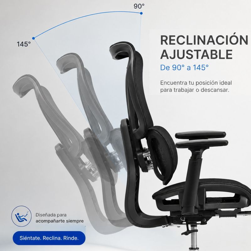 Silla ergonómica Haven D100 Pro lumbar y reposapiés dorsal grado