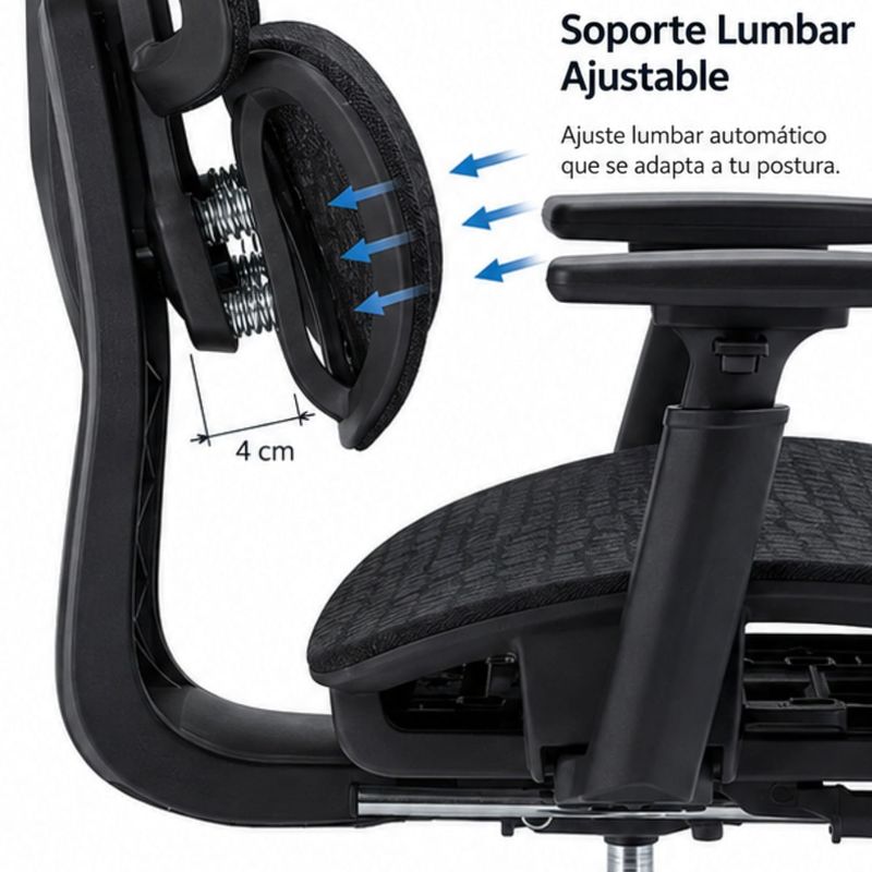 Silla ergonómica Haven D100 Pro lumbar y reposapiés soporte