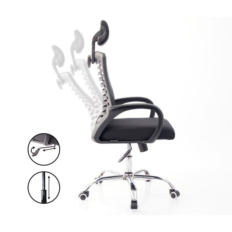 Silla de oficina Viggo Inius cabecera regulable negro frontal lateral