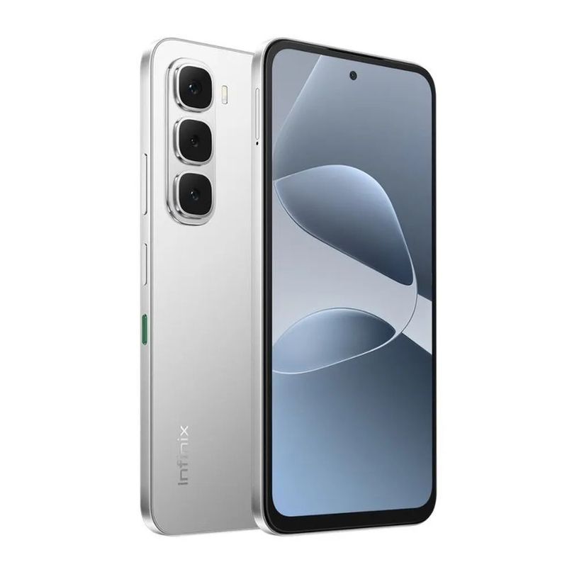 Infinix Hot 60 Pro 4G 256GB AMOLED 144Hz plata frontal oblicuo