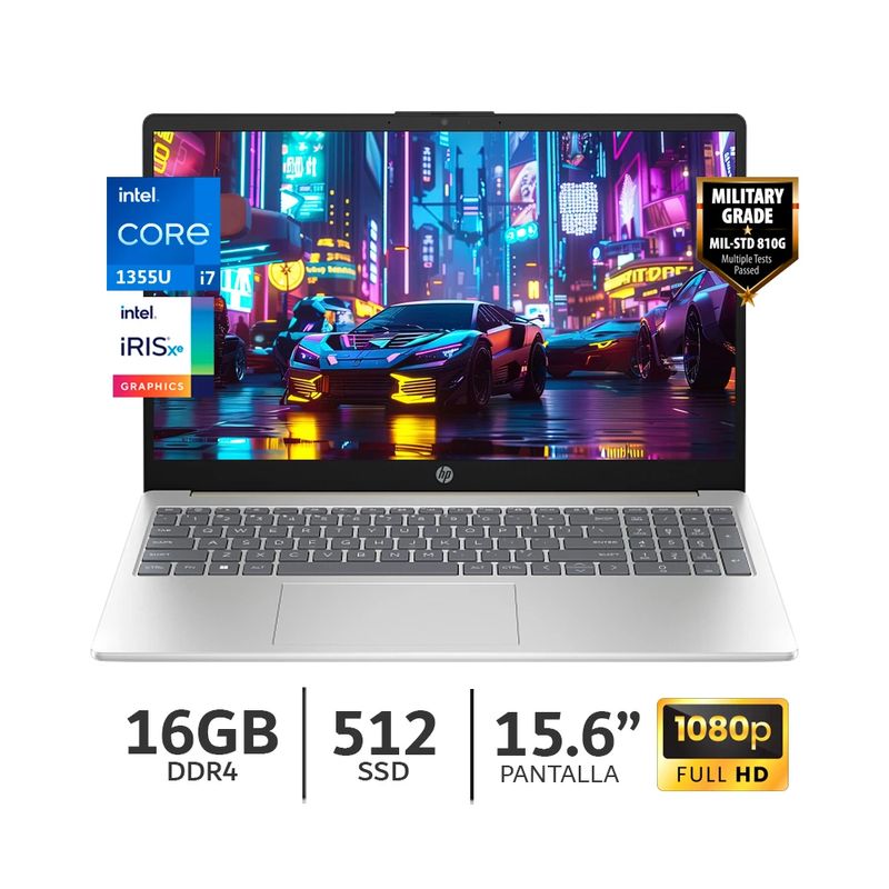 Laptop HP 15.6 pulgadas Core i7 16GB RAM 512GB SSD FreeDOS plateado especificaciones