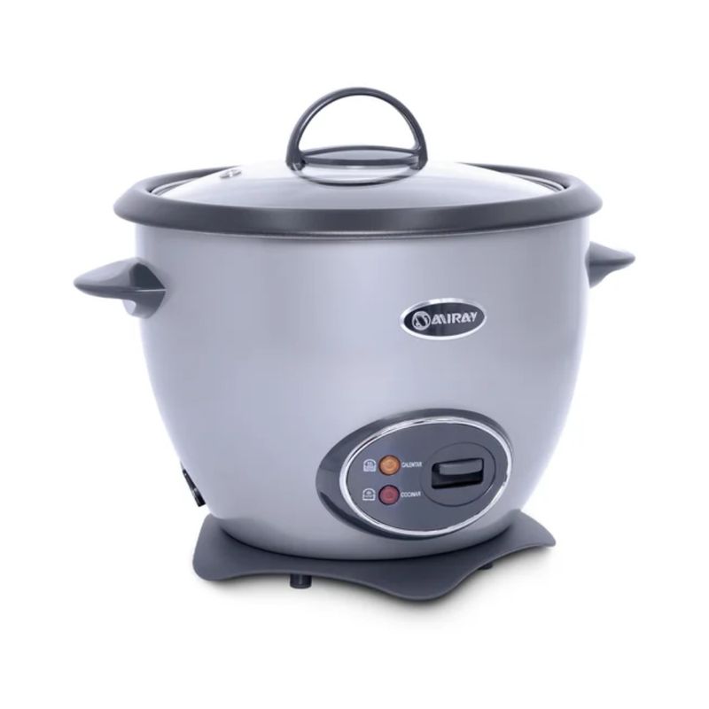 Olla arrocera Miray OM-T337S 1.5L 500W plata frontal oblicuo