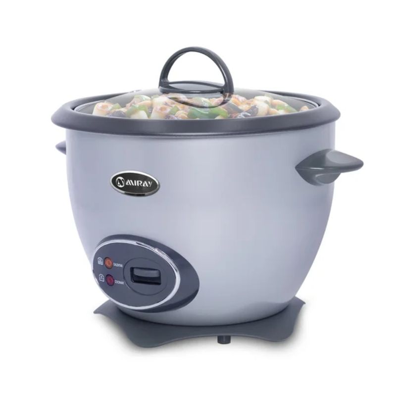 Olla arrocera Miray OM-T337S 1.5L 500W plata oblicuo