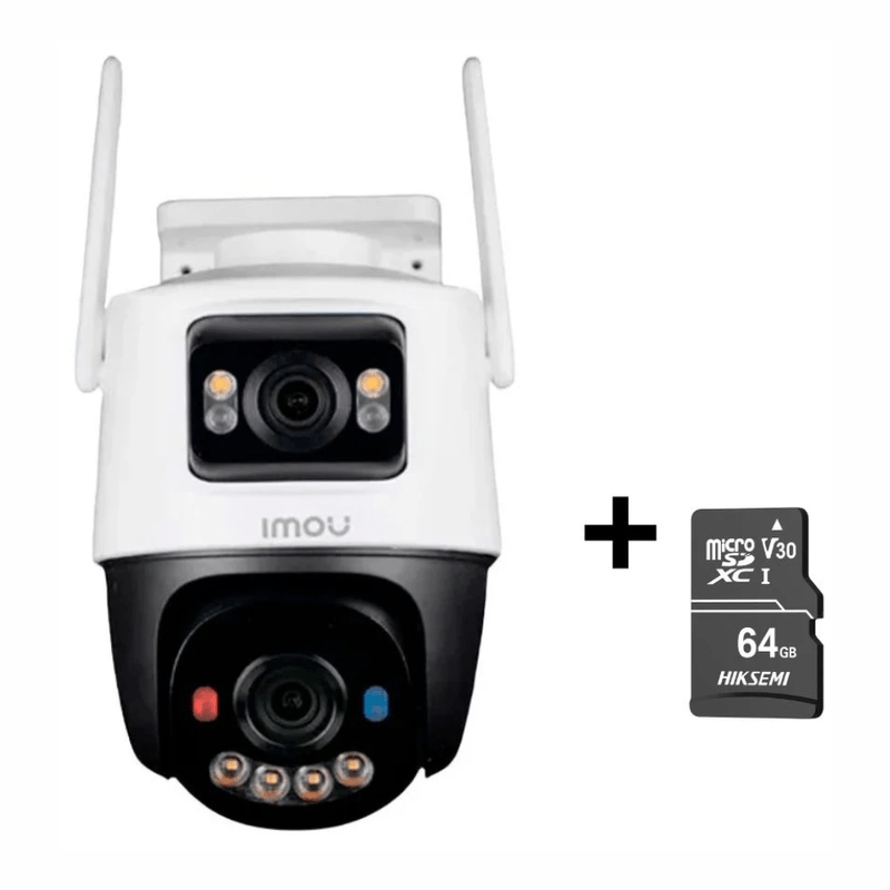 Cámara Imou Cruiser Dual 10MP Wi-Fi 360° IP66 y micro sd 64GB frontal