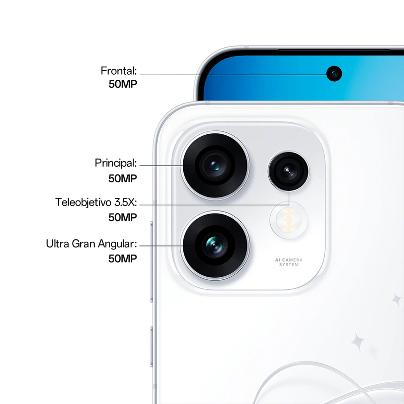 Oppo Reno16 5G 256GB AMOLED 6.32 cámara 50MP blanco dorsal